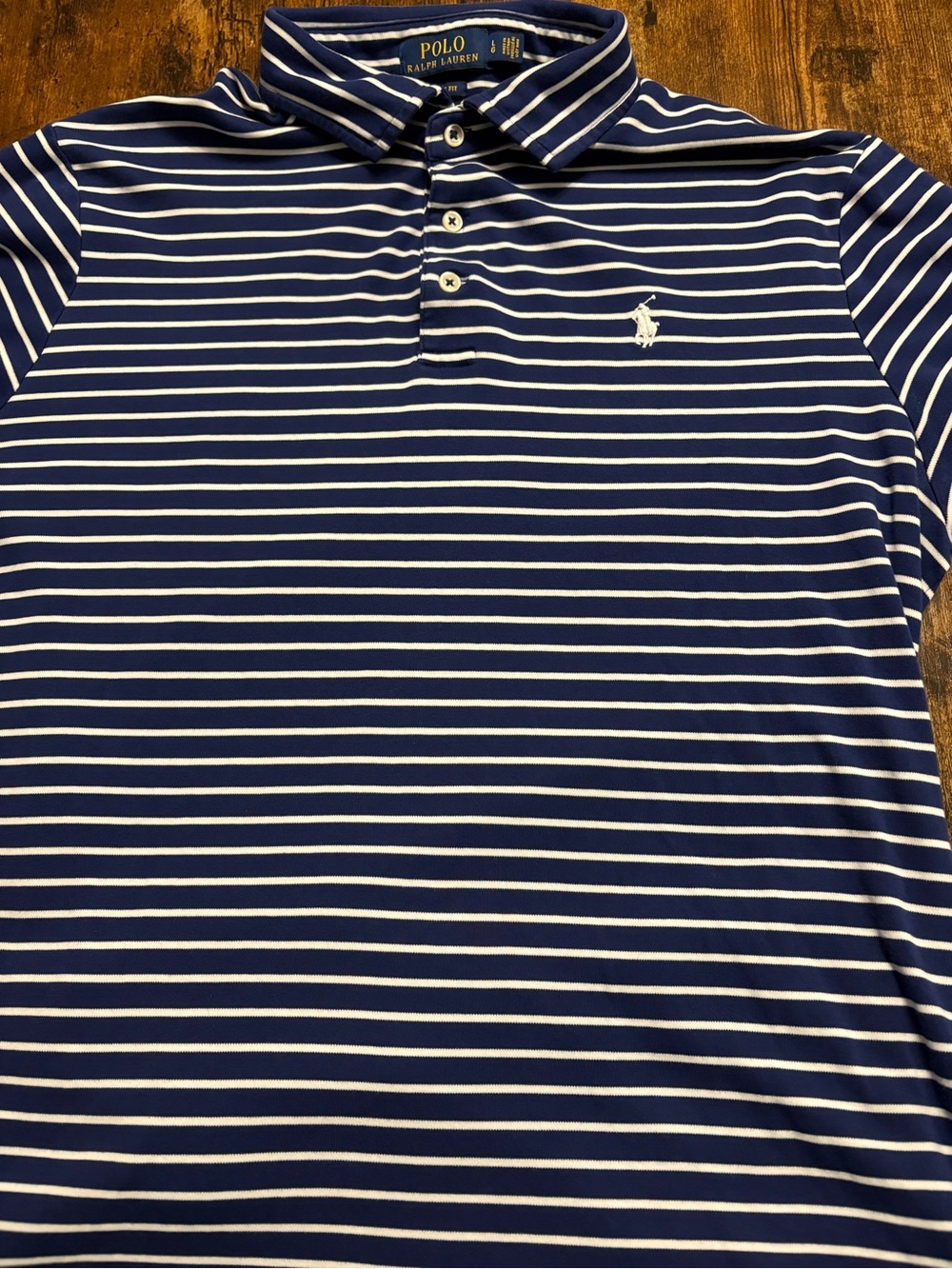 Men’s Large Polo Ralph Lauren Navy & White Striped Polo